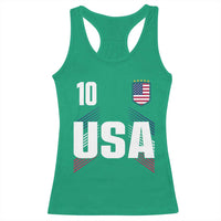 USA Soccer Sports Graphic Number 10 Jersey Style Racerback Tank Top Proud Fans Game Day Pride