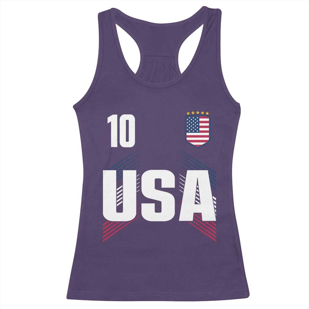 USA Soccer Sports Graphic Number 10 Jersey Style Racerback Tank Top Proud Fans Game Day Pride
