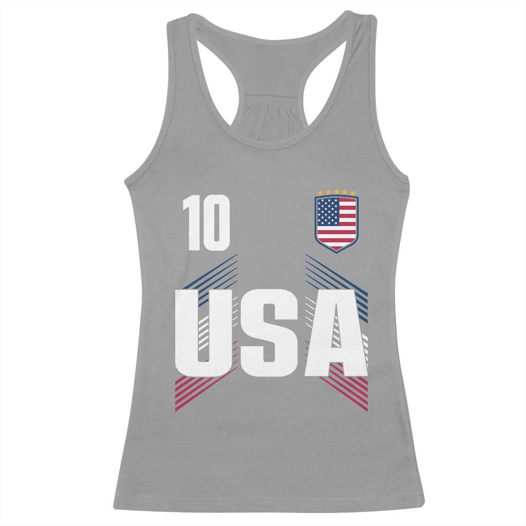 USA Soccer Sports Graphic Number 10 Jersey Style Racerback Tank Top Proud Fans Game Day Pride