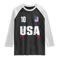 USA Soccer Sports Graphic Number 10 Jersey Style Raglan Shirt Proud Fans Game Day Pride