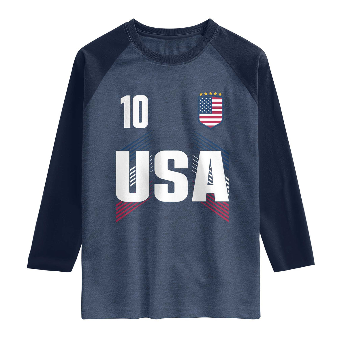 USA Soccer Sports Graphic Number 10 Jersey Style Raglan Shirt Proud Fans Game Day Pride