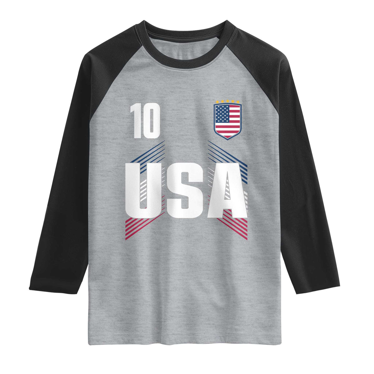 USA Soccer Sports Graphic Number 10 Jersey Style Raglan Shirt Proud Fans Game Day Pride