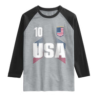 USA Soccer Sports Graphic Number 10 Jersey Style Raglan Shirt Proud Fans Game Day Pride