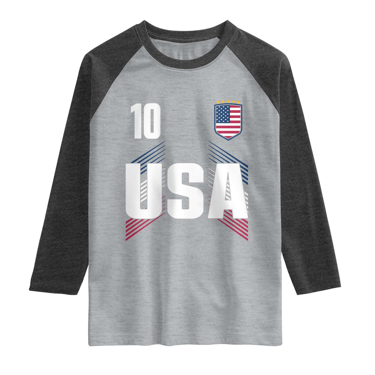 USA Soccer Sports Graphic Number 10 Jersey Style Raglan Shirt Proud Fans Game Day Pride