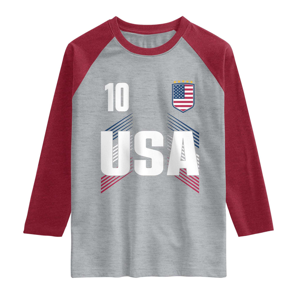 USA Soccer Sports Graphic Number 10 Jersey Style Raglan Shirt Proud Fans Game Day Pride