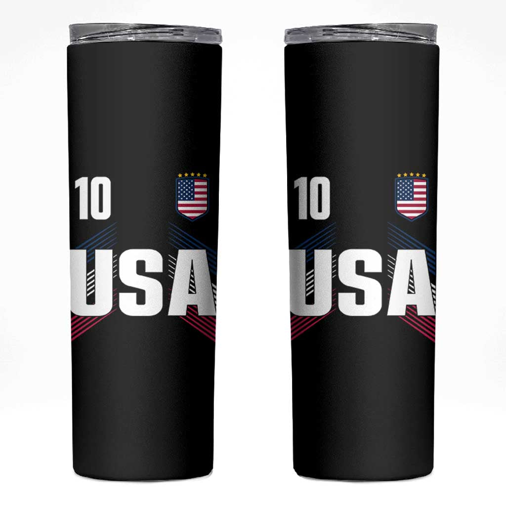 USA Soccer Sports Graphic Number 10 Jersey Style Skinny Tumbler Proud Fans Game Day Pride