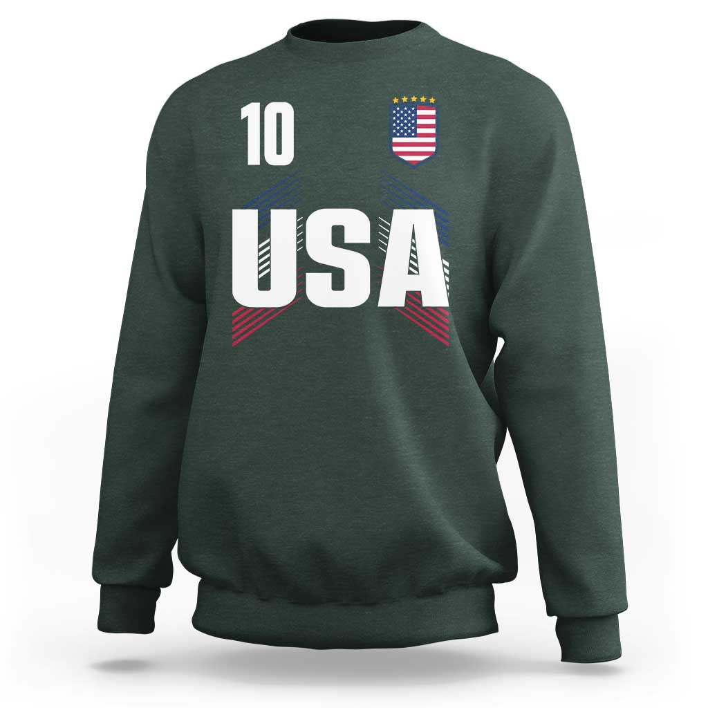 USA Soccer Sports Graphic Number 10 Jersey Style Sweatshirt Proud Fans Game Day Pride