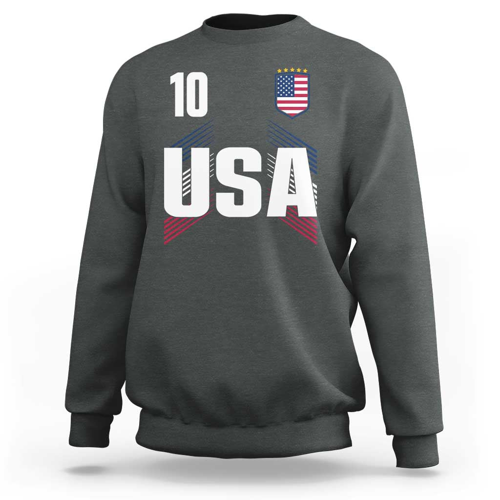 USA Soccer Sports Graphic Number 10 Jersey Style Sweatshirt Proud Fans Game Day Pride
