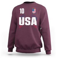 USA Soccer Sports Graphic Number 10 Jersey Style Sweatshirt Proud Fans Game Day Pride