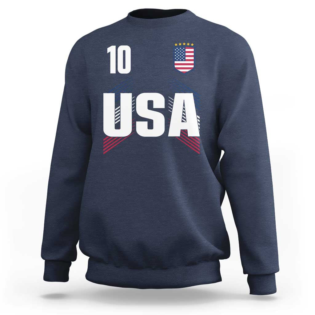 USA Soccer Sports Graphic Number 10 Jersey Style Sweatshirt Proud Fans Game Day Pride