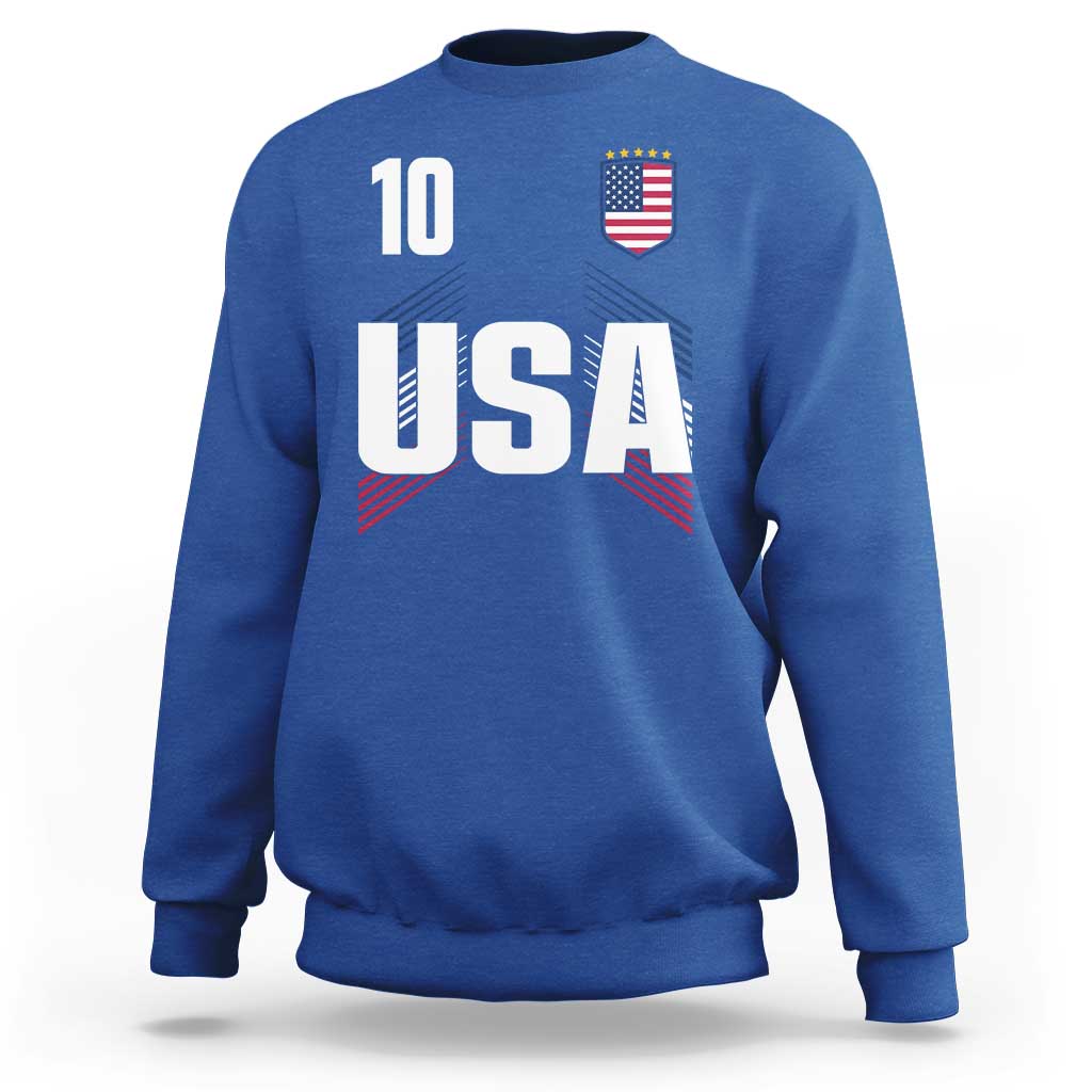USA Soccer Sports Graphic Number 10 Jersey Style Sweatshirt Proud Fans Game Day Pride