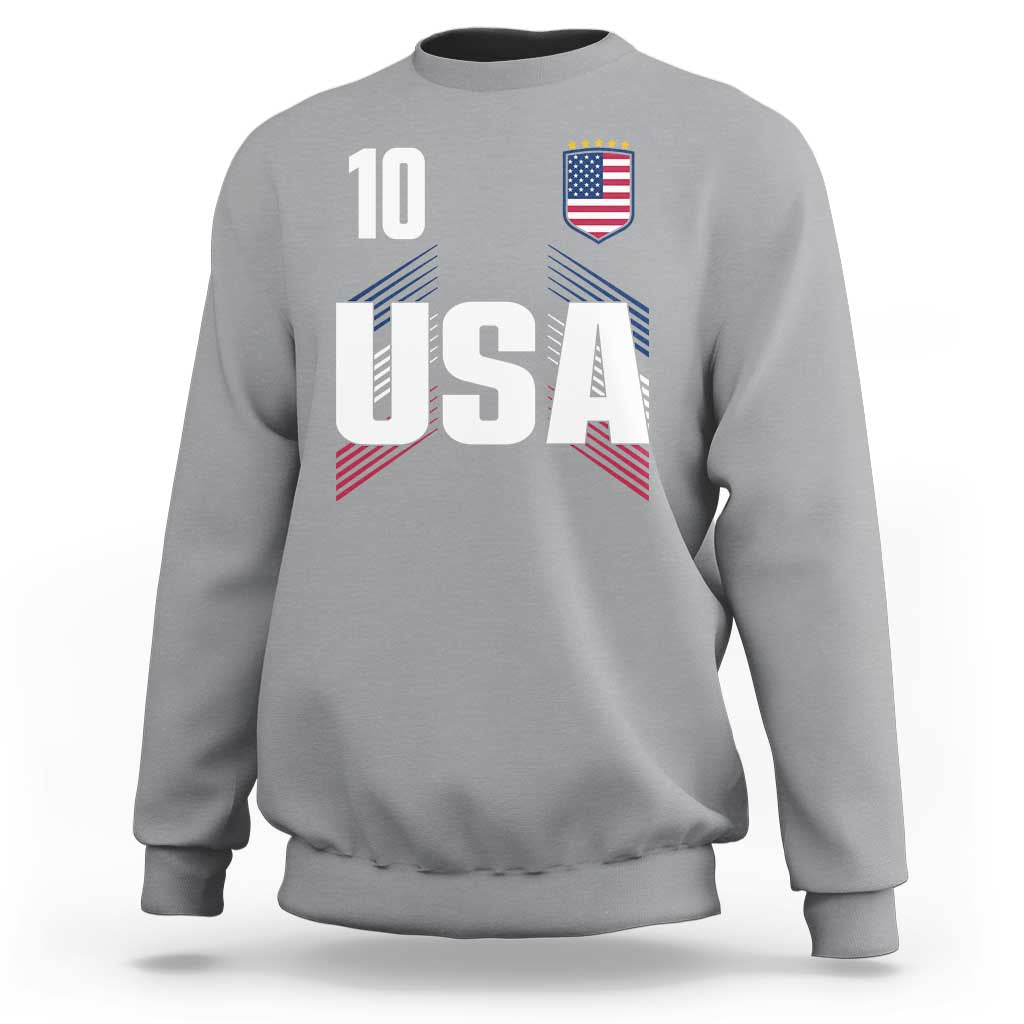 USA Soccer Sports Graphic Number 10 Jersey Style Sweatshirt Proud Fans Game Day Pride