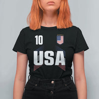 USA Soccer Sports Graphic Number 10 Jersey Style T Shirt For Women Proud Fans Game Day Pride