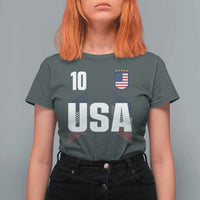 USA Soccer Sports Graphic Number 10 Jersey Style T Shirt For Women Proud Fans Game Day Pride