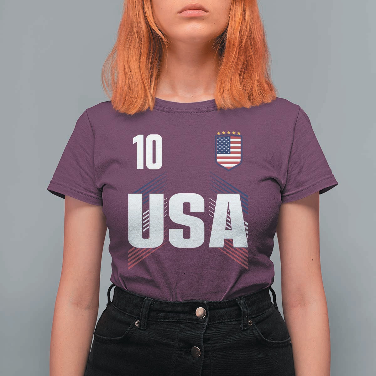 USA Soccer Sports Graphic Number 10 Jersey Style T Shirt For Women Proud Fans Game Day Pride