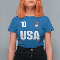 USA Soccer Sports Graphic Number 10 Jersey Style T Shirt For Women Proud Fans Game Day Pride