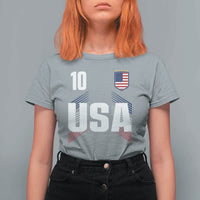 USA Soccer Sports Graphic Number 10 Jersey Style T Shirt For Women Proud Fans Game Day Pride