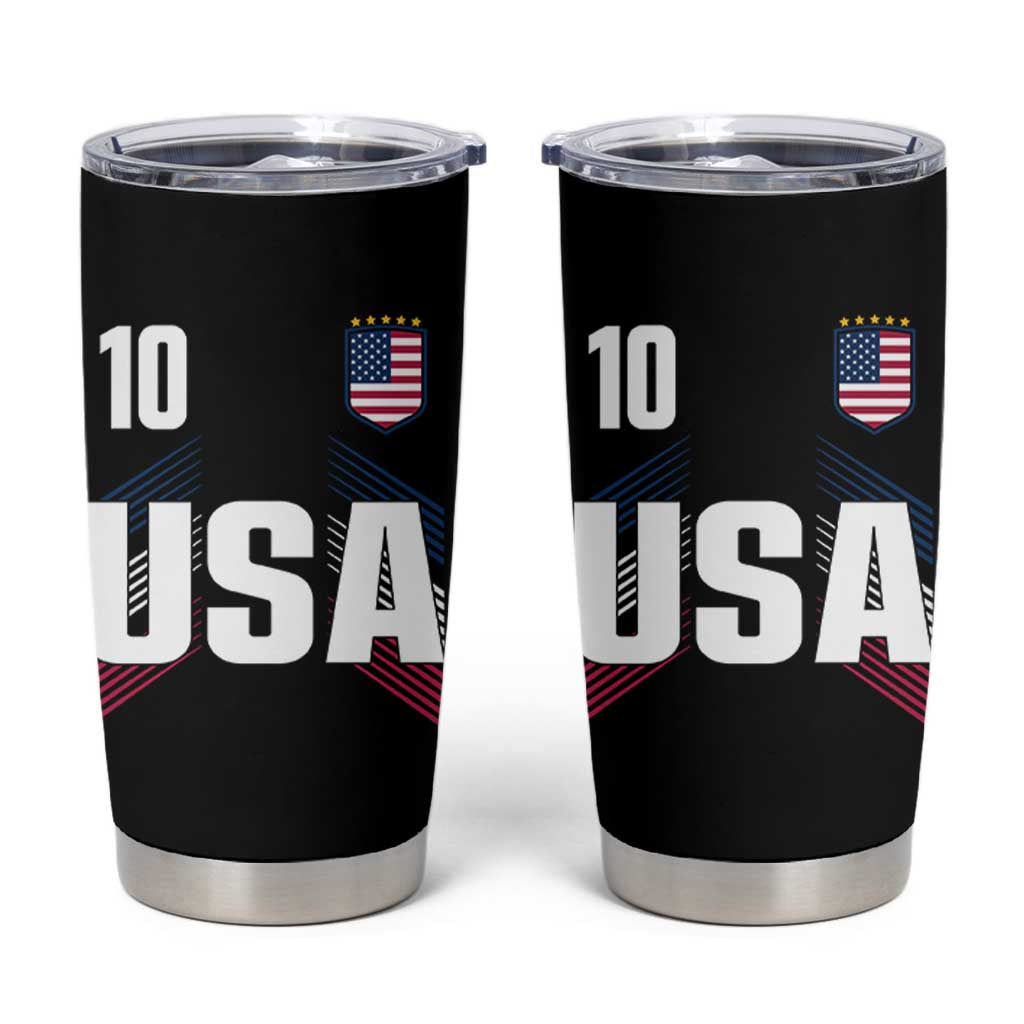 USA Soccer Sports Graphic Number 10 Jersey Style Tumbler Cup Proud Fans Game Day Pride