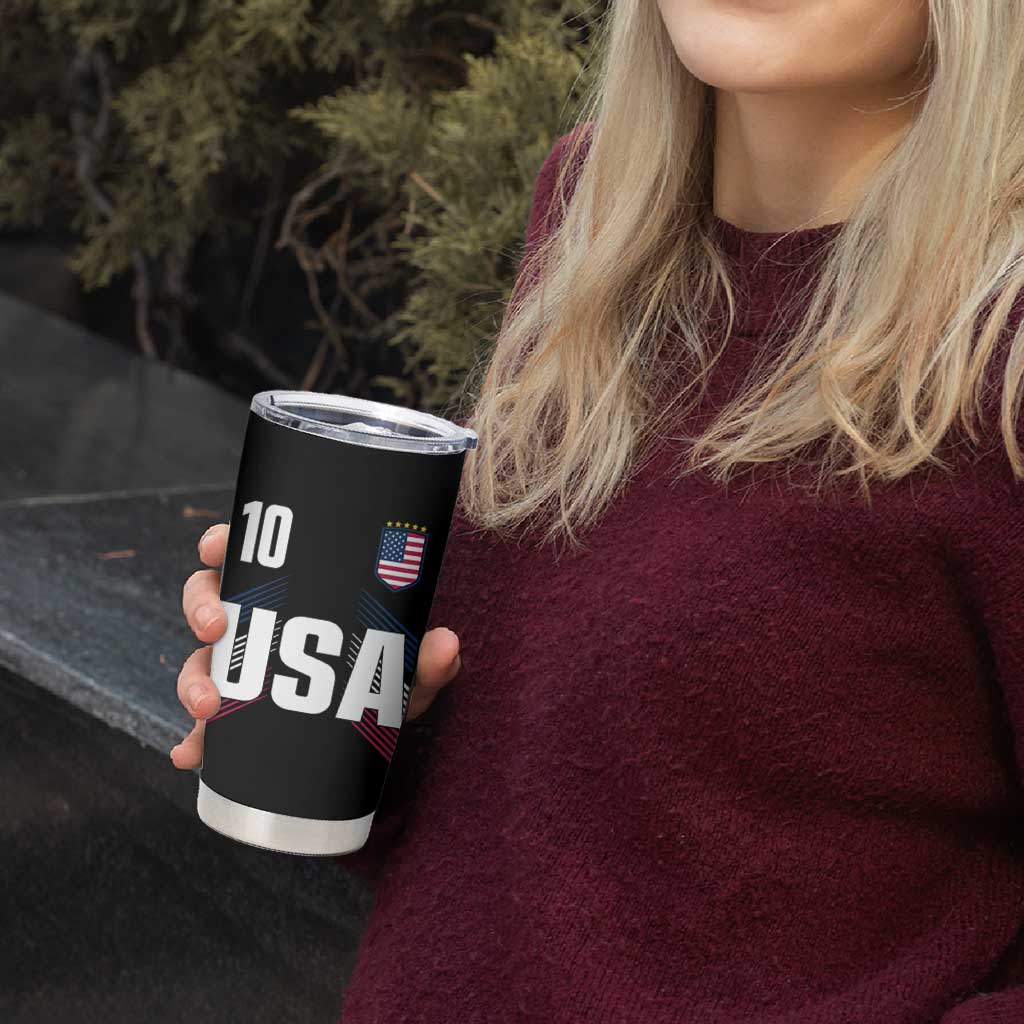 USA Soccer Sports Graphic Number 10 Jersey Style Tumbler Cup Proud Fans Game Day Pride