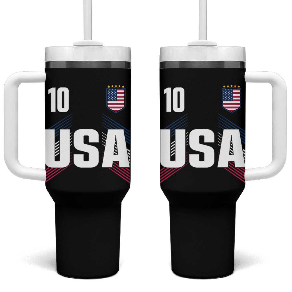 USA Soccer Sports Graphic Number 10 Jersey Style Tumbler With Handle Proud Fans Game Day Pride