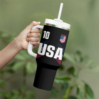 USA Soccer Sports Graphic Number 10 Jersey Style Tumbler With Handle Proud Fans Game Day Pride