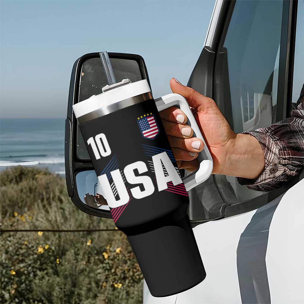 USA Soccer Sports Graphic Number 10 Jersey Style Tumbler With Handle Proud Fans Game Day Pride