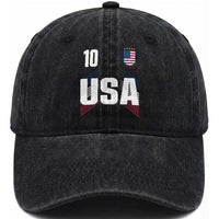 USA Soccer Sports Graphic Number 10 Jersey Style Washed Cotton Baseball Cap Proud Fans Game Day Pride