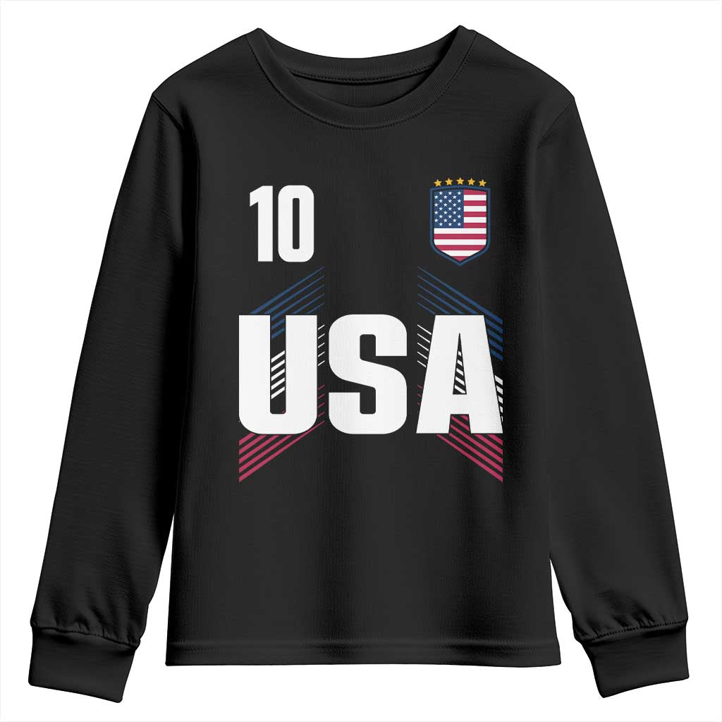 USA Soccer Sports Graphic Number 10 Jersey Style Youth Sweatshirt Proud Fans Game Day Pride