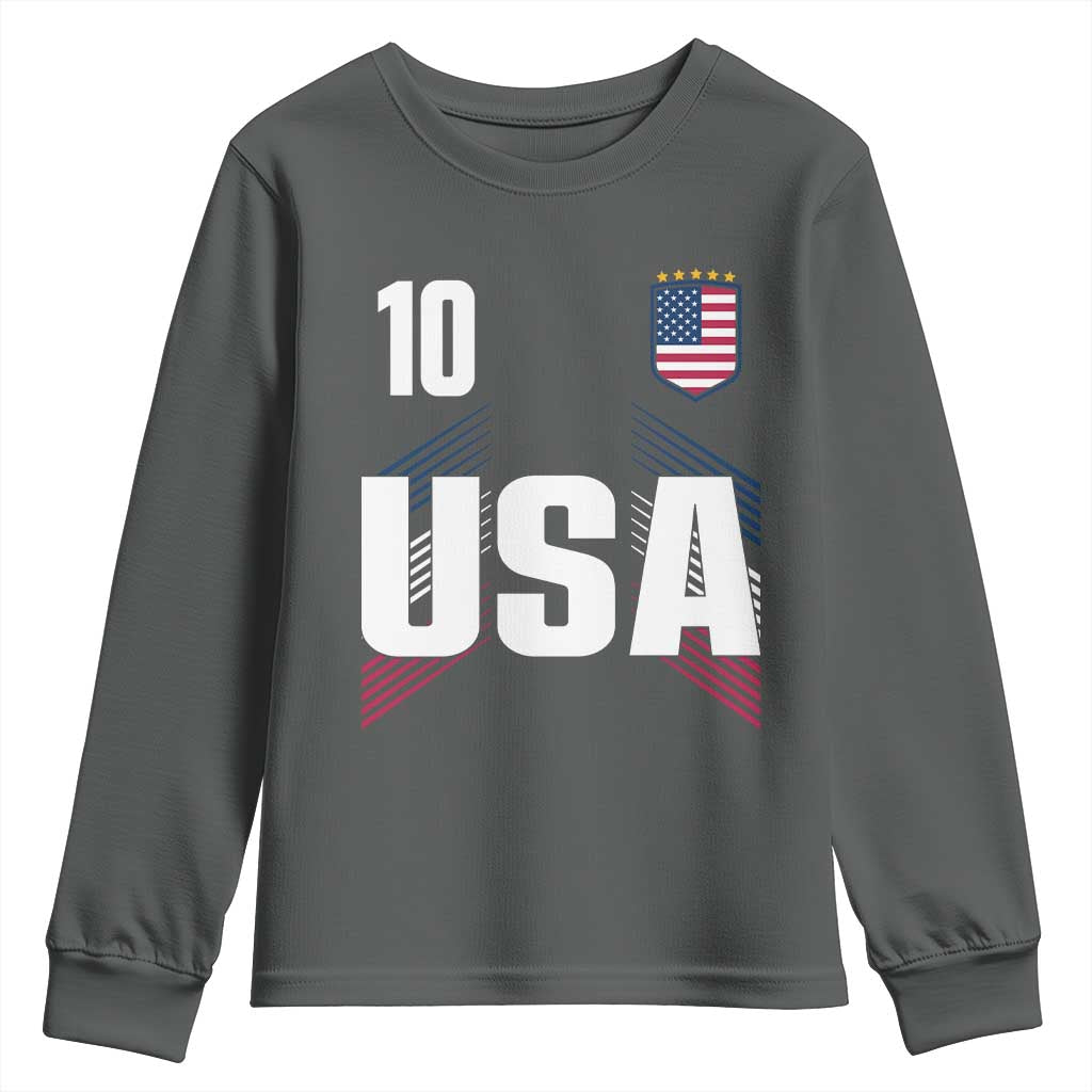 USA Soccer Sports Graphic Number 10 Jersey Style Youth Sweatshirt Proud Fans Game Day Pride