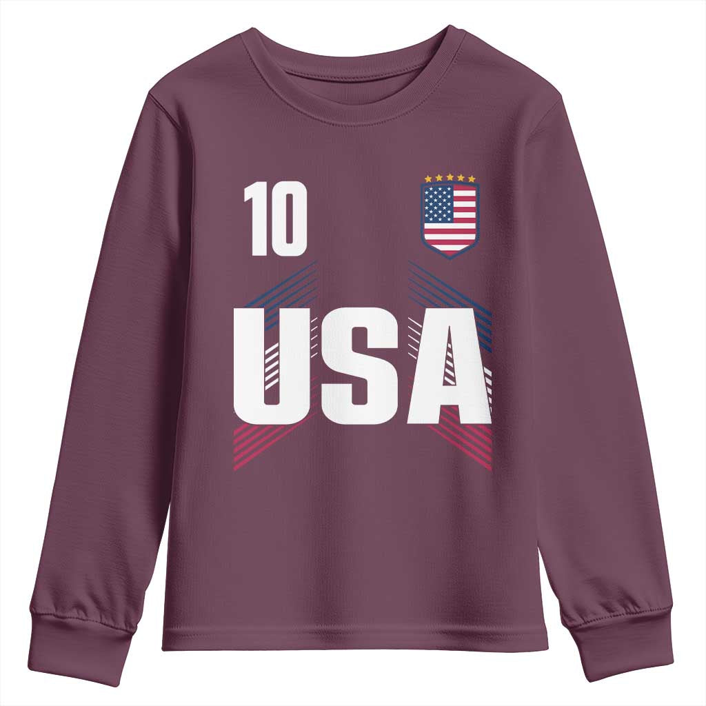 USA Soccer Sports Graphic Number 10 Jersey Style Youth Sweatshirt Proud Fans Game Day Pride