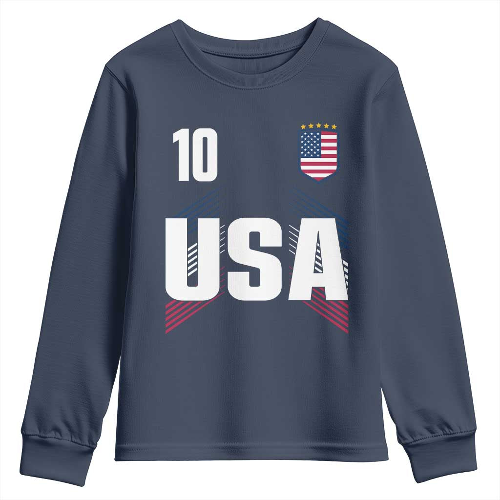 USA Soccer Sports Graphic Number 10 Jersey Style Youth Sweatshirt Proud Fans Game Day Pride