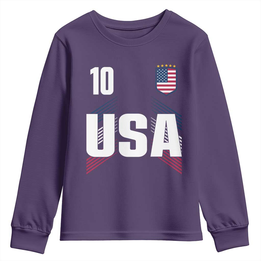 USA Soccer Sports Graphic Number 10 Jersey Style Youth Sweatshirt Proud Fans Game Day Pride