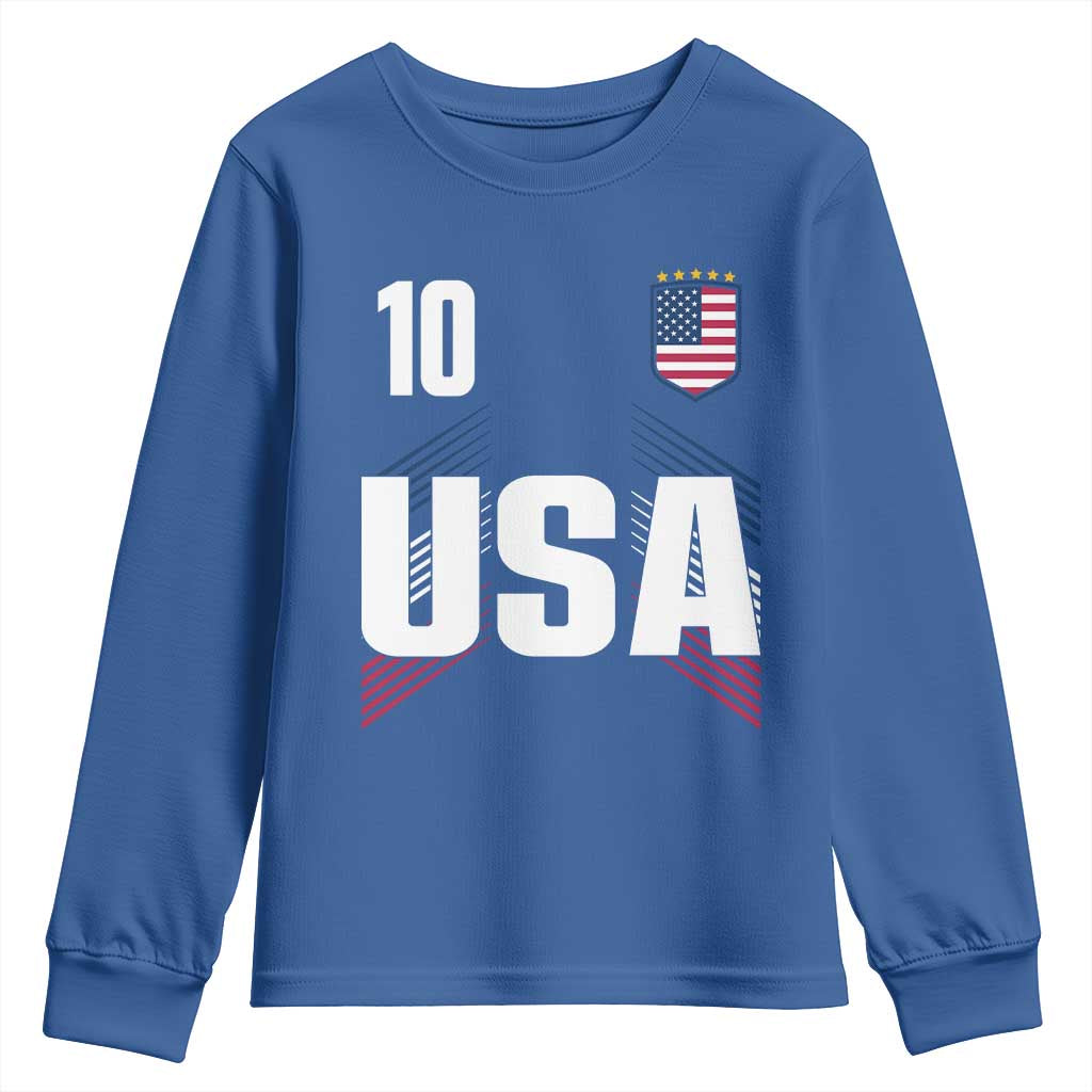USA Soccer Sports Graphic Number 10 Jersey Style Youth Sweatshirt Proud Fans Game Day Pride