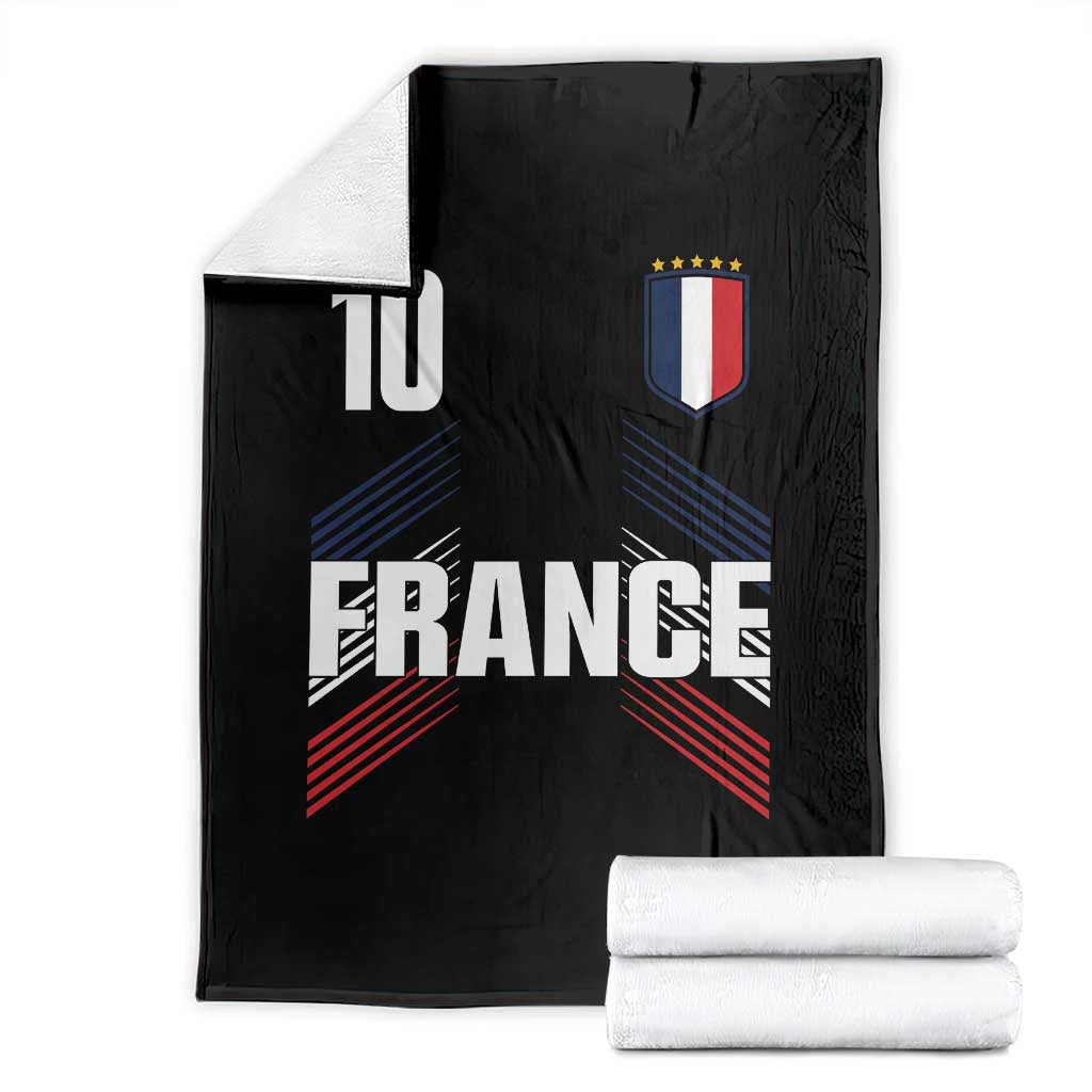 France Soccer Sports Graphic Number 10 Jersey Style Throw Blanket Proud French Football Fans Game Day Pride