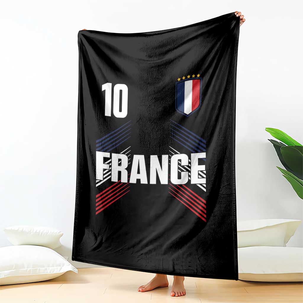 France Soccer Sports Graphic Number 10 Jersey Style Throw Blanket Proud French Football Fans Game Day Pride