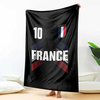 France Soccer Sports Graphic Number 10 Jersey Style Throw Blanket Proud French Football Fans Game Day Pride