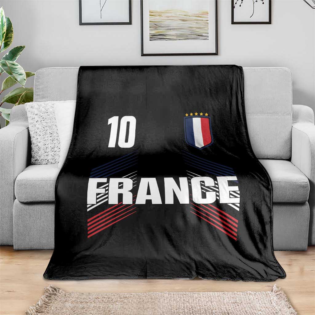 France Soccer Sports Graphic Number 10 Jersey Style Throw Blanket Proud French Football Fans Game Day Pride