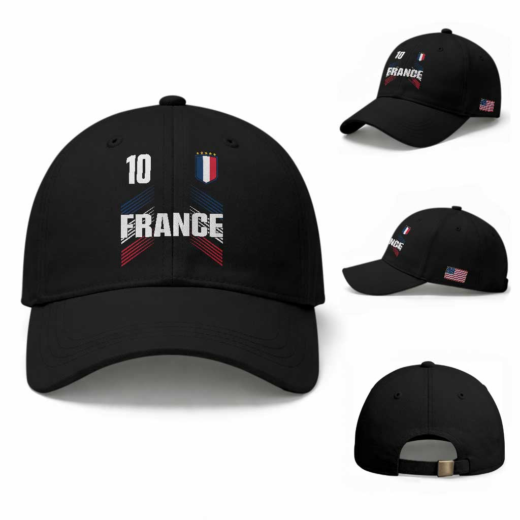 France Soccer Sports Graphic Number 10 Jersey Style Baseball Cap Proud French Football Fans Game Day Pride