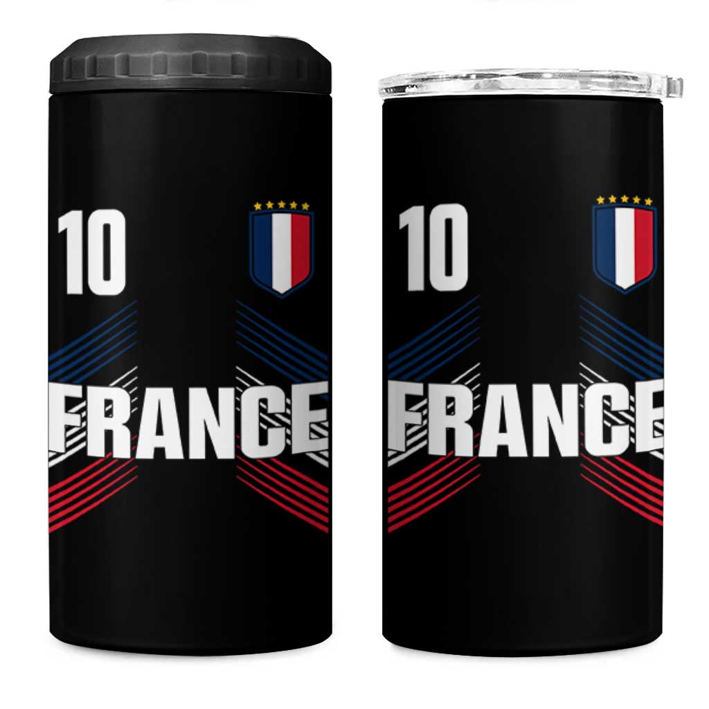 France Soccer Sports Graphic Number 10 Jersey Style 4 in 1 Can Cooler Tumbler Proud French Football Fans Game Day Pride
