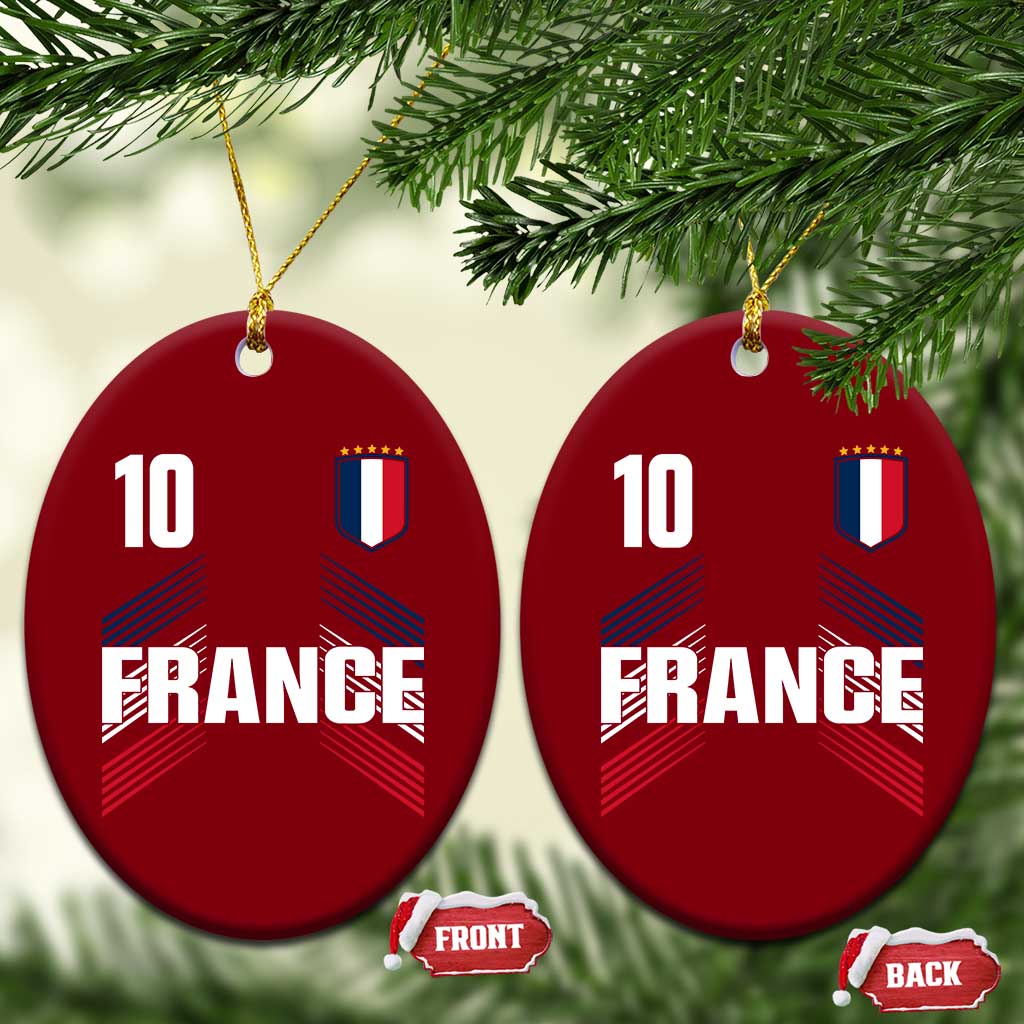 France Soccer Sports Graphic Number 10 Jersey Style Ceramic Ornament Proud French Football Fans Game Day Pride