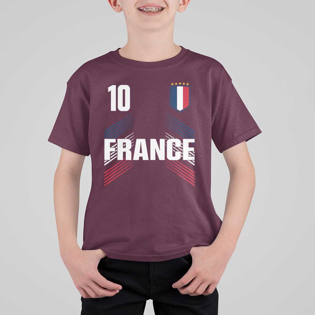 France Soccer Sports Graphic Number 10 Jersey Style T Shirt For Kid Proud French Football Fans Game Day Pride