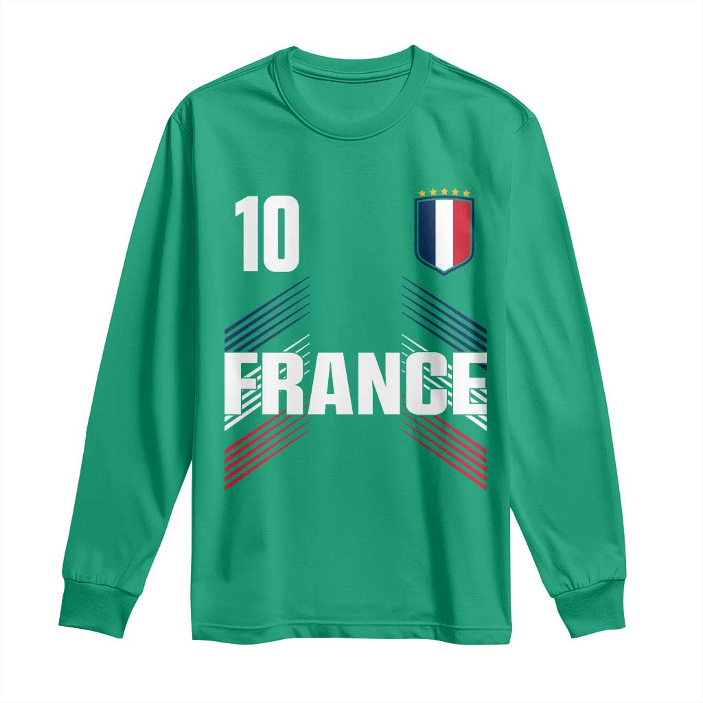 France Soccer Sports Graphic Number 10 Jersey Style Long Sleeve Shirt Proud French Football Fans Game Day Pride