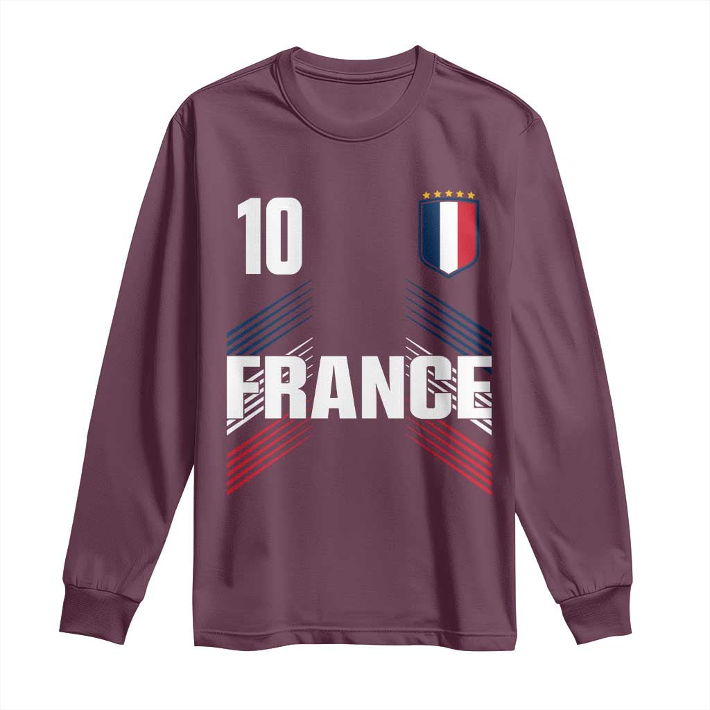 France Soccer Sports Graphic Number 10 Jersey Style Long Sleeve Shirt Proud French Football Fans Game Day Pride