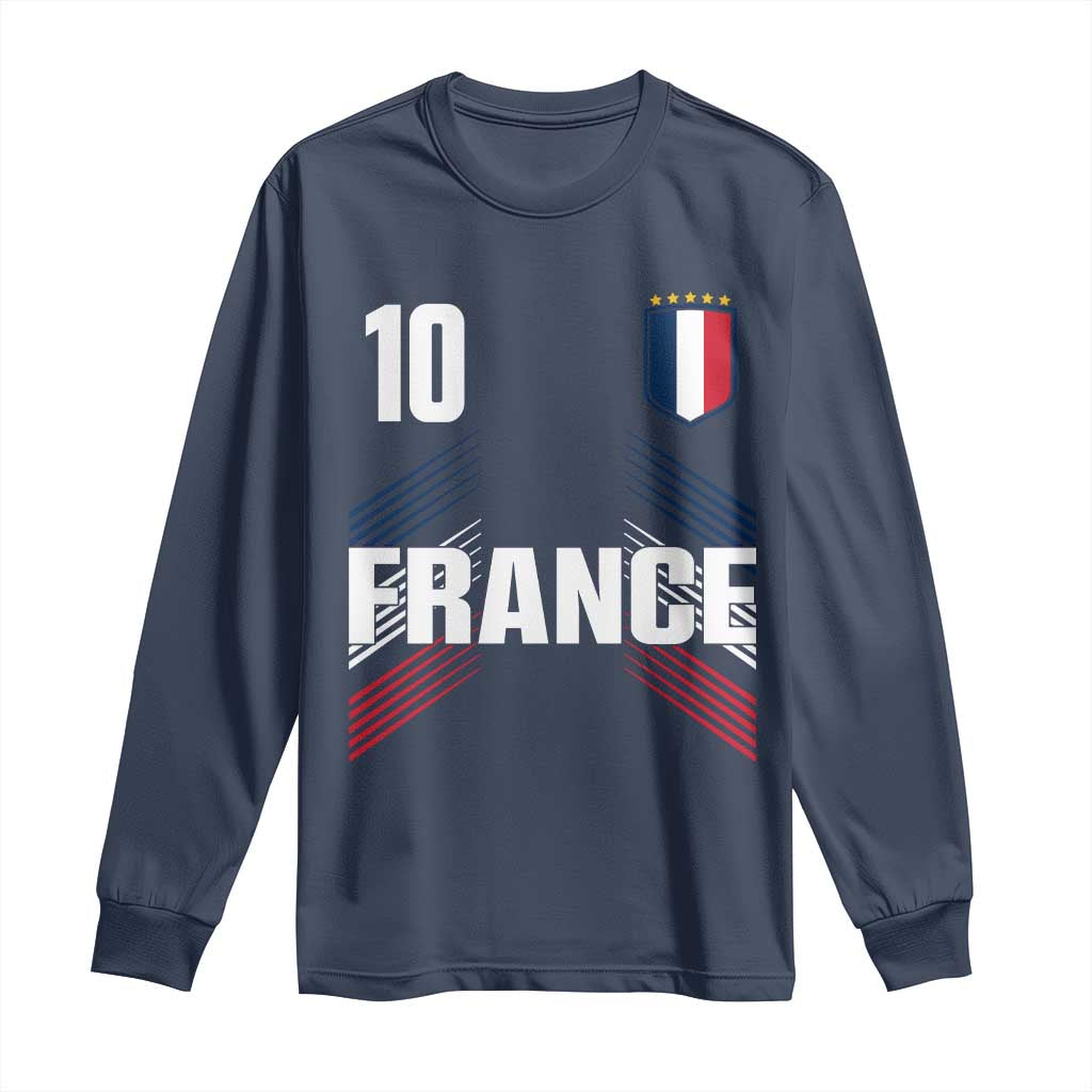 France Soccer Sports Graphic Number 10 Jersey Style Long Sleeve Shirt Proud French Football Fans Game Day Pride