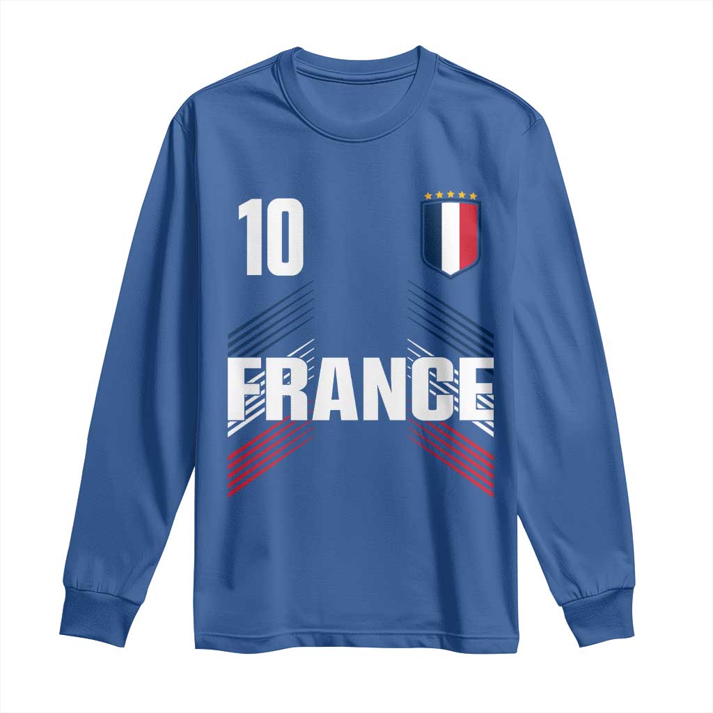 France Soccer Sports Graphic Number 10 Jersey Style Long Sleeve Shirt Proud French Football Fans Game Day Pride
