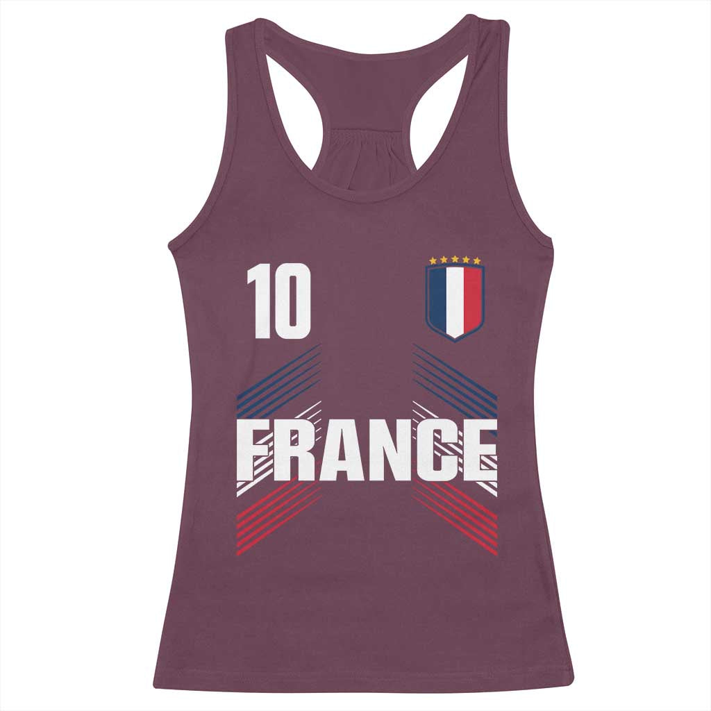 France Soccer Sports Graphic Number 10 Jersey Style Racerback Tank Top Proud French Football Fans Game Day Pride