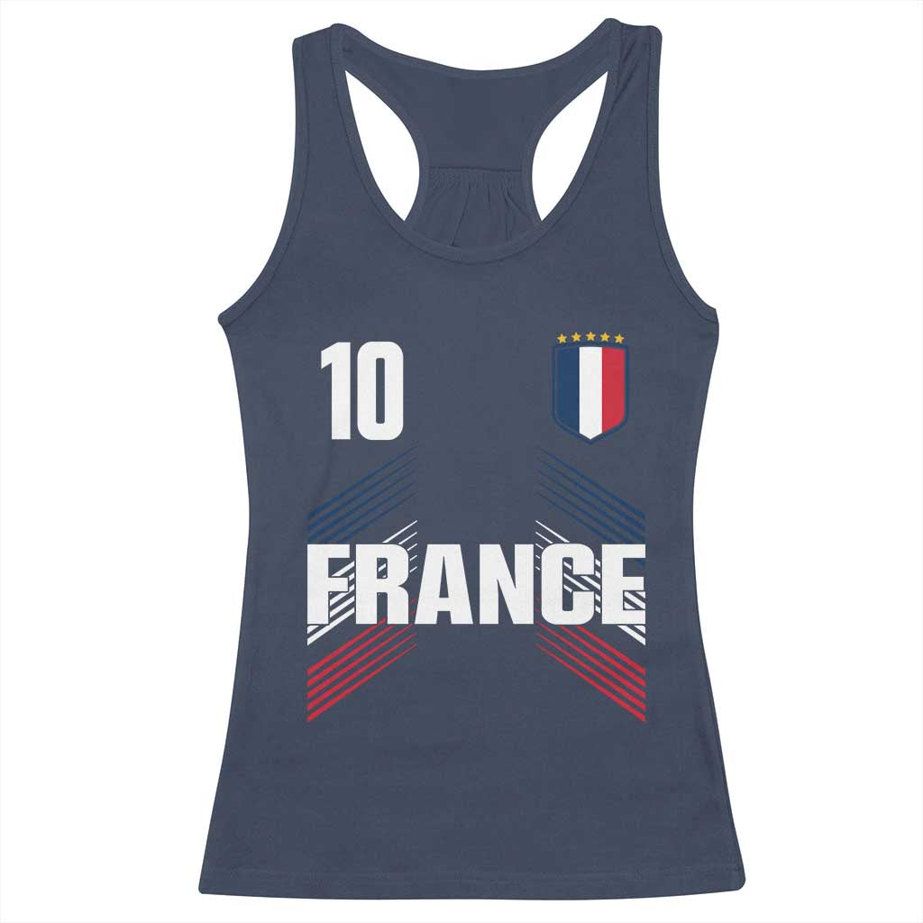 France Soccer Sports Graphic Number 10 Jersey Style Racerback Tank Top Proud French Football Fans Game Day Pride