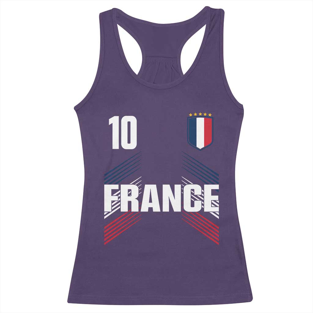 France Soccer Sports Graphic Number 10 Jersey Style Racerback Tank Top Proud French Football Fans Game Day Pride