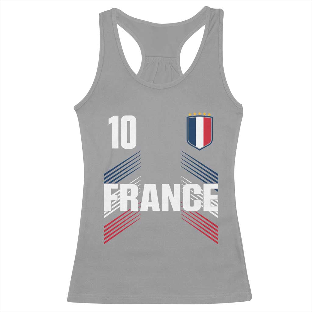 France Soccer Sports Graphic Number 10 Jersey Style Racerback Tank Top Proud French Football Fans Game Day Pride