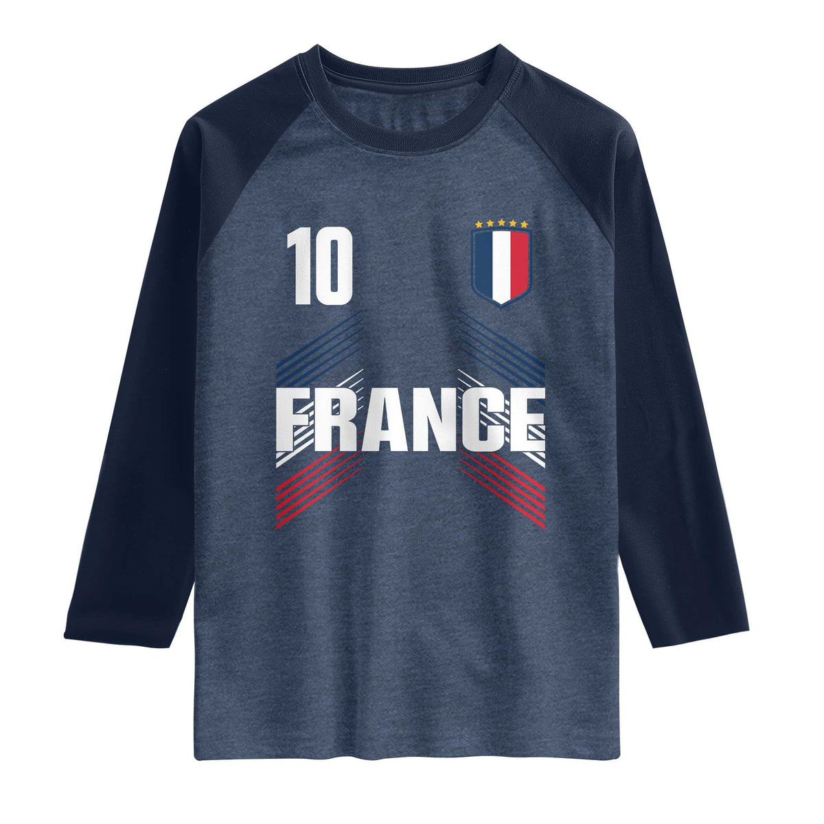 France Soccer Sports Graphic Number 10 Jersey Style Raglan Shirt Proud French Football Fans Game Day Pride